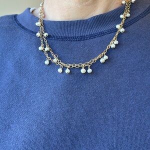 Gold Chain Necklace with Pearl Accents